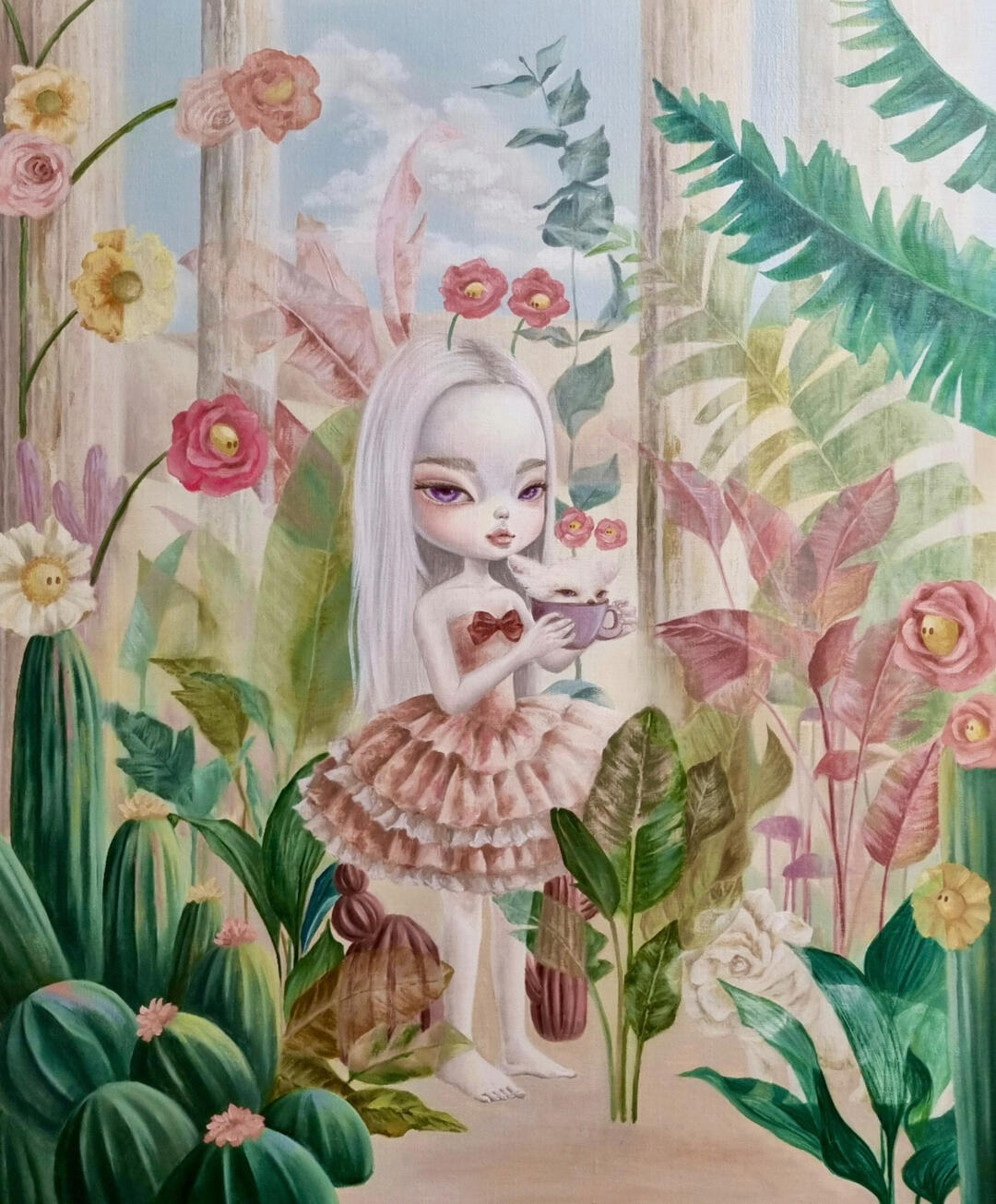 Rubrllia_in a dream of tea time,oil on canvas, 72.7x60.6cm, 2025