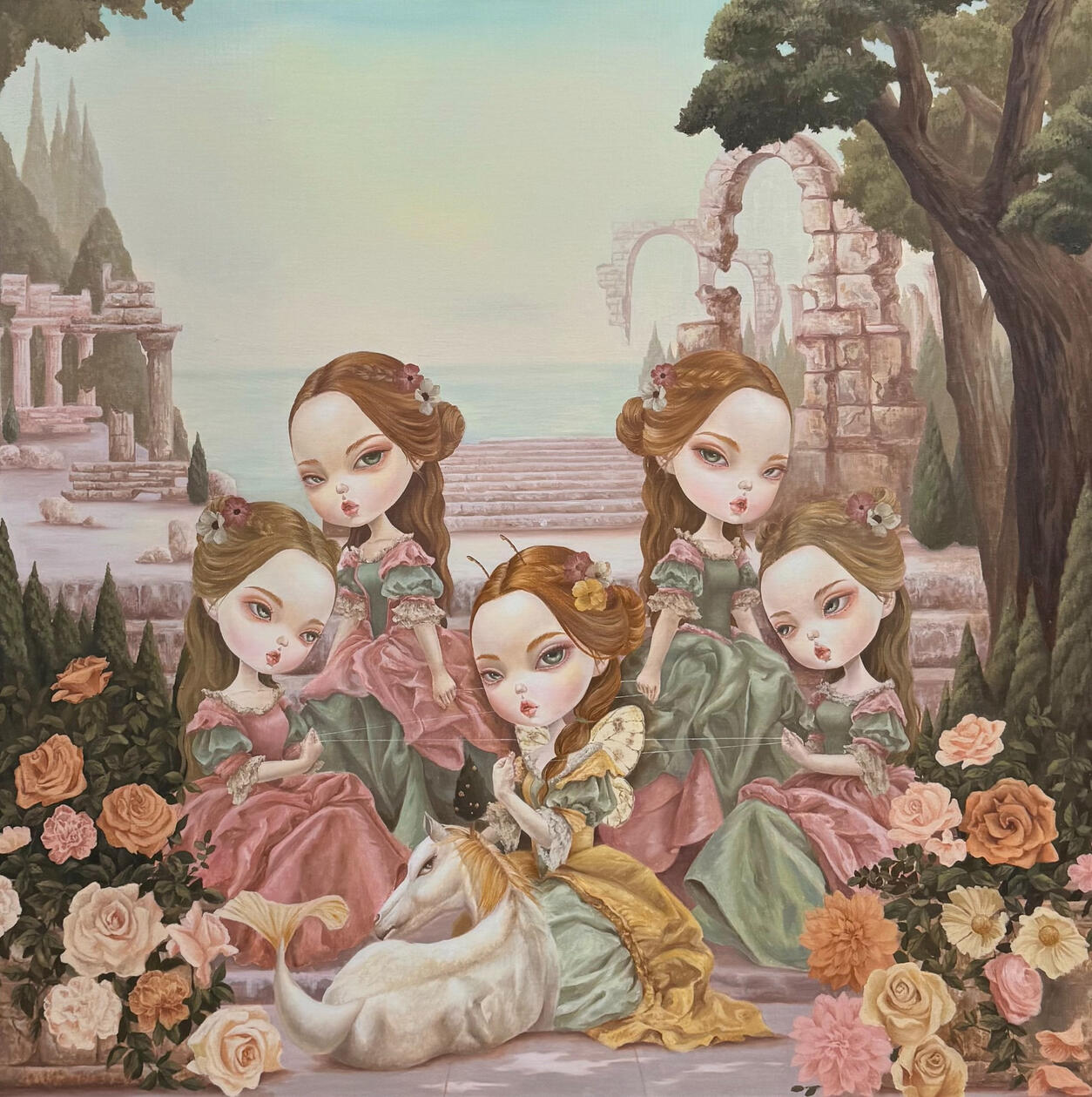tention of nymphes, oil on canvas, 91.0x91.0cm, 2024