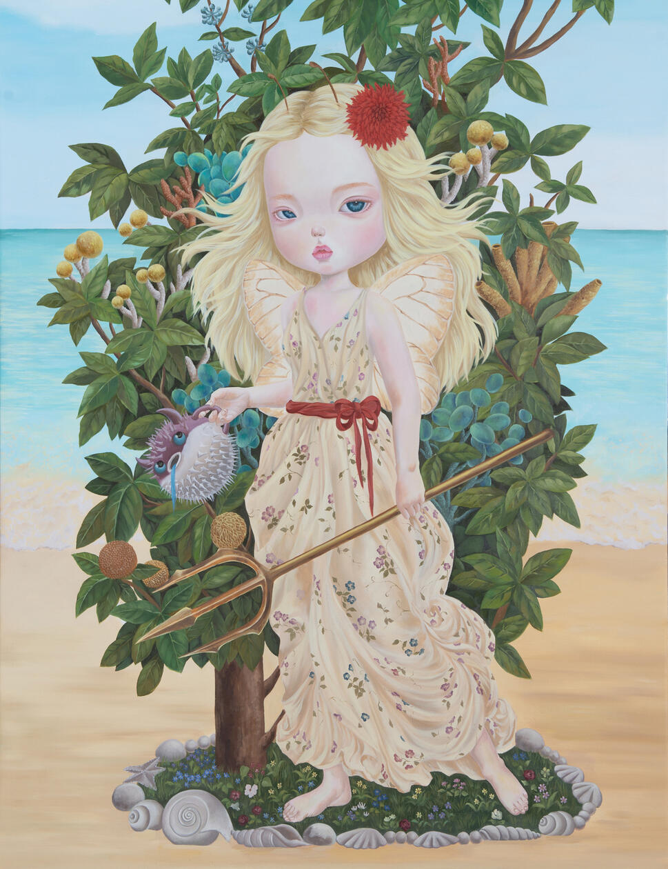 Narace, Tending the Sea Tree Like a Goddess of Spring나레이스..봄의 여신처럼 바다나무를 키우다, oil on canvas, 116.7x91.0cm, 2024